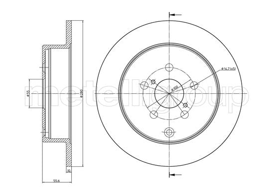 Metelli MET-DBR23-1010C Metelli Brake Rotor for Toyota