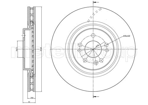 Metelli MET-DBR23-0842C Metelli Brake Rotor Mercedes Benz