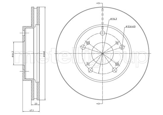 Metelli MET-DBR23-1635C Metelli Brake Rotor Honda