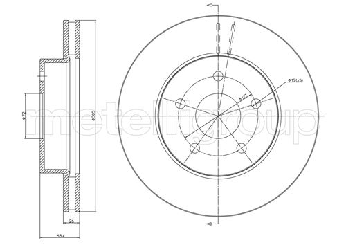 Metelli MET-DBR23-0696C Metelli Brake Rotor Jeep