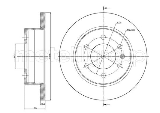Metelli MET-DBR23-0936 Metelli Brake Rotor Mercedes Benz / VW