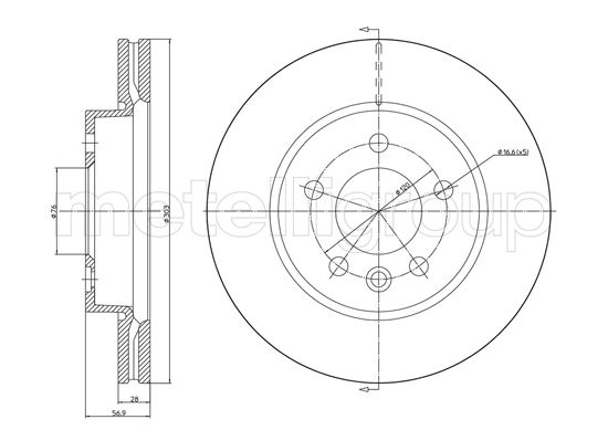 Metelli MET-DBR23-1414C Metelli Brake Rotor VW Lcv