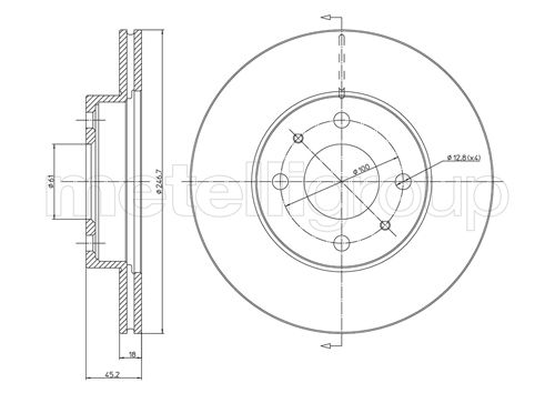 Metelli MET-DBR23-0456 Metelli Brake Rotor for Nissan