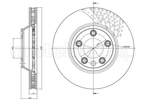 Metelli MET-DBR23-0876C Metelli Brake Rotor Audi / Porsche / VW