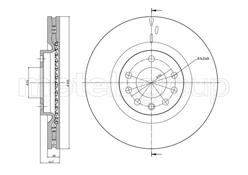 Metelli MET-DBR23-0860C Metelli Brake Rotor Fiat