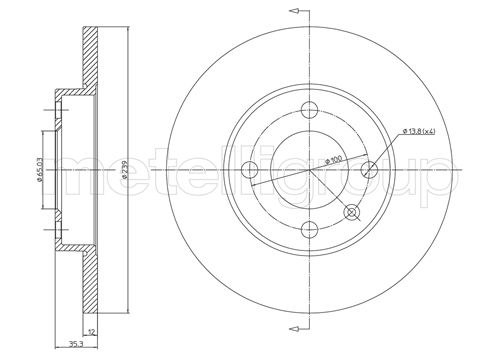 Metelli MET-DBR23-0053 Metelli Brake Rotor Audi / Seat / VW