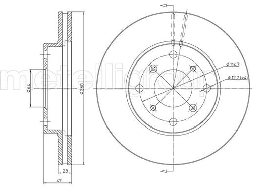 Metelli MET-DBR23-0650 Metelli Brake Rotor Honda