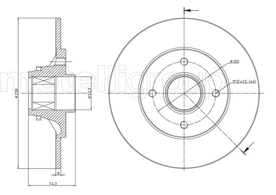 Metelli MET-DBR23-0537 Metelli Brake Rotor Renault