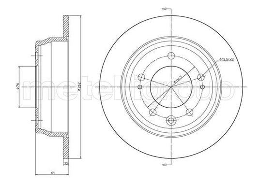 Metelli MET-DBR23-0928C Metelli Brake Rotor Hyundai / Kia