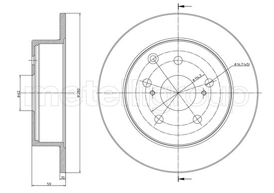 Metelli MET-DBR23-0991C Metelli Brake Rotor for Toyota