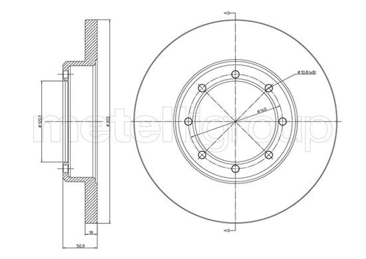 Metelli MET-DBR23-1358C Metelli Brake Rotor for Mazda