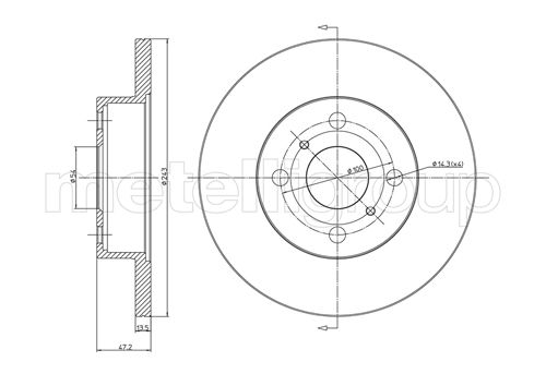 Metelli MET-DBR23-0222 Metelli Brake Rotor for Toyota