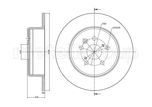 Metelli MET-DBR23-0971C Metelli Brake Rotor for Toyota