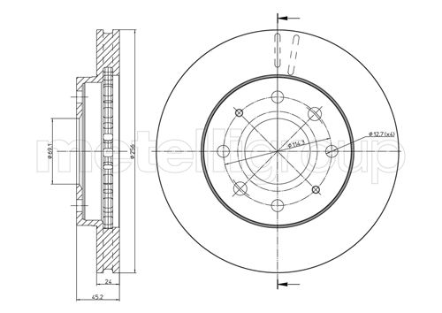 Metelli MET-DBR23-0652 Metelli Brake Rotor Mitsubishi