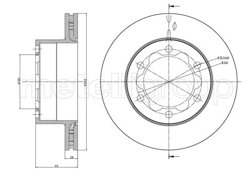 Metelli MET-DBR23-0880 Metelli Brake Rotor Mercedes Benz / VW