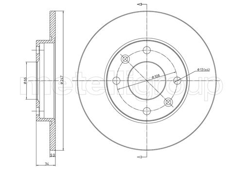 Metelli MET-DBR23-0100 Metelli Brake Rotor Citro+N / Peugeot