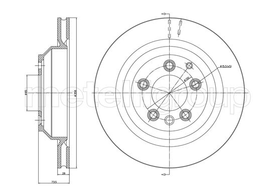 Metelli MET-DBR23-1090C Metelli Brake Rotor Audi / Porsche / VW