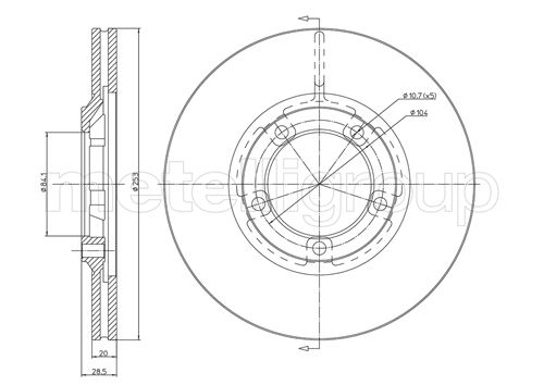 Metelli MET-DBR23-0654 Metelli Brake Rotor Hyundai Lcv