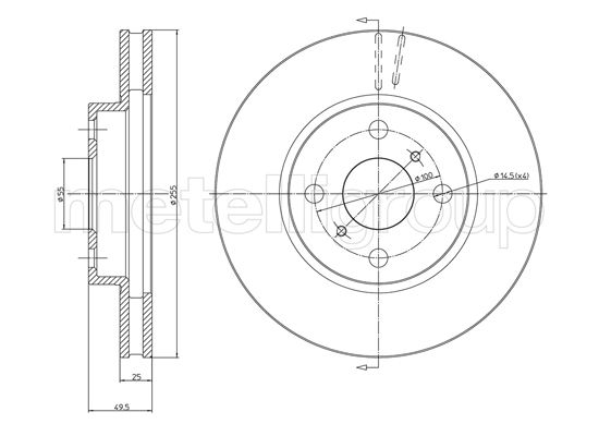 Metelli MET-DBR23-1056C Metelli Brake Rotor for Toyota