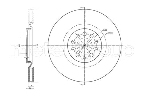 Metelli MET-DBR23-0706C Metelli Brake Rotor Audi / Seat / Skoda / VW
