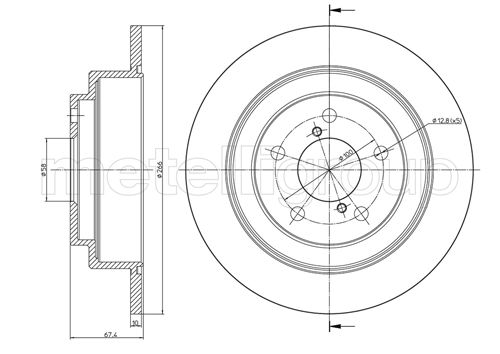 Metelli MET-DBR23-0671 Metelli Brake Rotor for Subaru