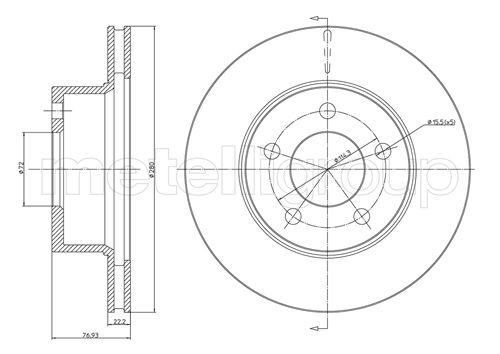 Metelli MET-DBR23-0332 Metelli Brake Rotor Jeep