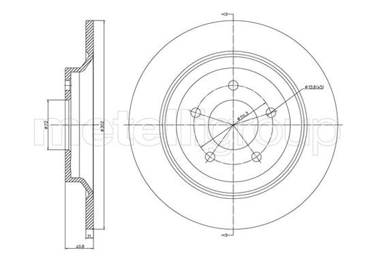 Metelli MET-DBR23-1081C Metelli Brake Rotor for Mazda