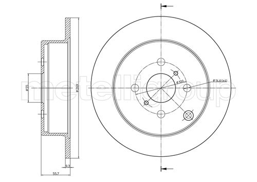 Metelli MET-DBR23-0636 Metelli Brake Rotor for Toyota