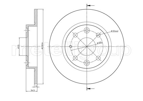 Metelli MET-DBR23-0664 Metelli Brake Rotor for Mazda