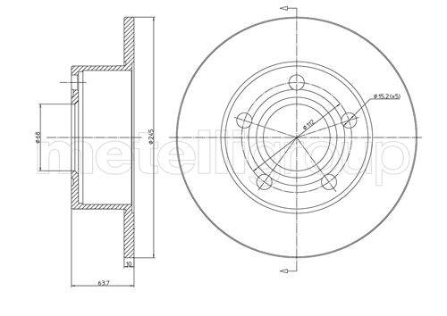 Metelli MET-DBR23-0395C Metelli Brake Rotor Audi / Skoda / VW