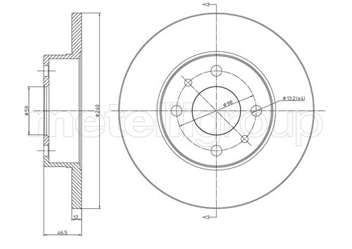 Metelli MET-DBR23-0156 Metelli Brake Rotor Fiat / Lancia
