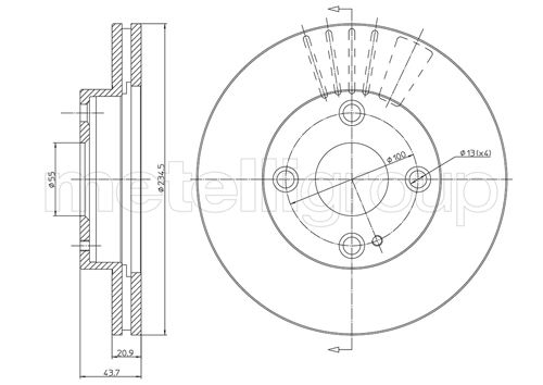 Metelli MET-DBR23-0668C Metelli Brake Rotor for Mazda