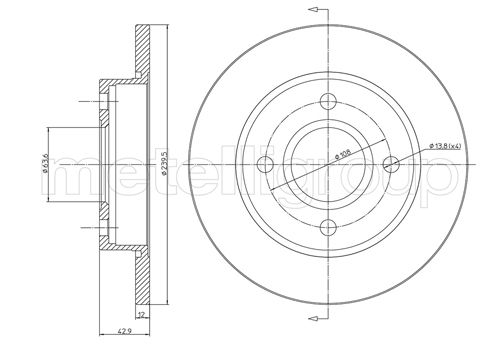 Metelli MET-DBR23-0377 Metelli Brake Rotor Ford Europe / for Mazda