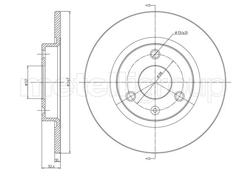 Metelli MET-DBR23-0334 Metelli Brake Rotor Citro+N