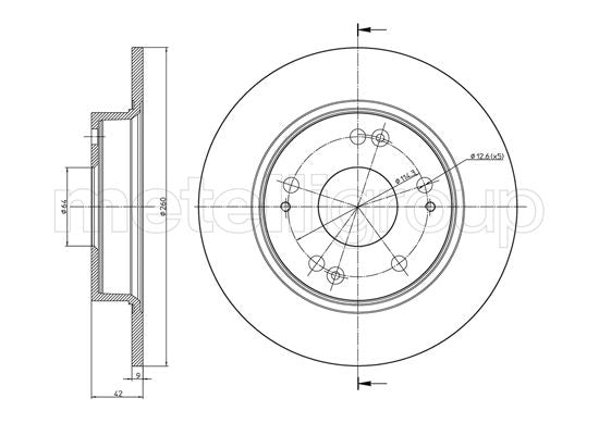 Metelli MET-DBR23-0957C Metelli Brake Rotor Honda