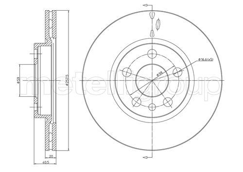 Metelli MET-DBR23-0402 Metelli Brake Rotor Alfa/Citro+N/Fiat/Lancia/Peug