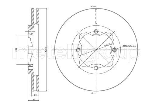 Metelli MET-DBR23-0360 Metelli Brake Rotor Honda / Rover