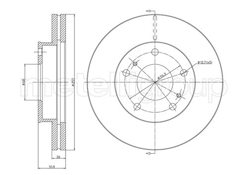 Metelli MET-DBR23-0449 Metelli Brake Rotor for Nissan / for Nissan Lcv
