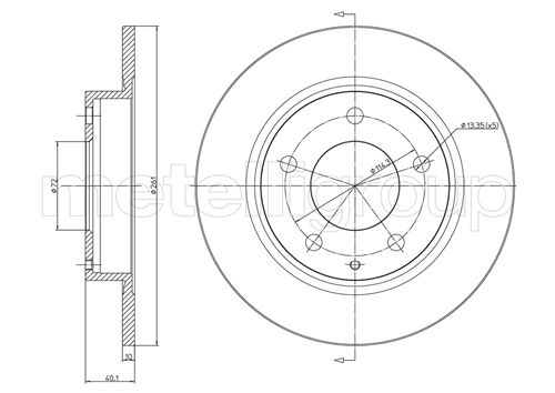 Metelli MET-DBR23-0786 Metelli Brake Rotor for Mazda