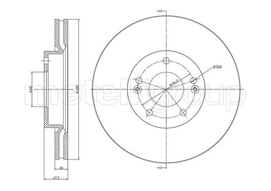 Metelli MET-DBR23-0927C Metelli Brake Rotor Hyundai / Kia