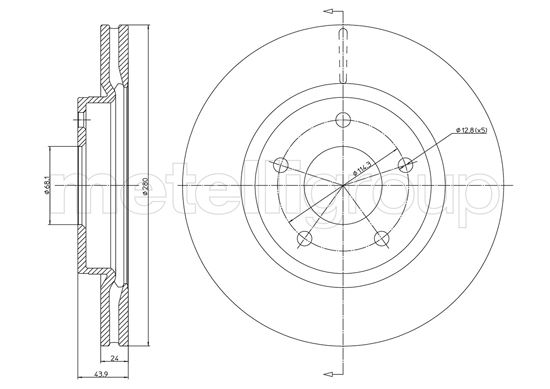 Metelli MET-DBR23-1252C Metelli Brake Rotor for Nissan