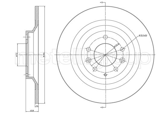 Metelli MET-DBR23-1552C Metelli Brake Rotor for Mazda