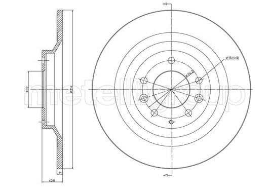 Metelli MET-DBR23-1552C Metelli Brake Rotor for Mazda