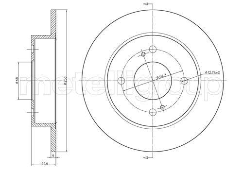 Metelli MET-DBR23-0660 Metelli Brake Rotor for Nissan