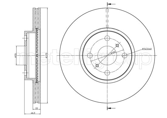 Metelli MET-DBR23-1215C Metelli Brake Rotor for Toyota