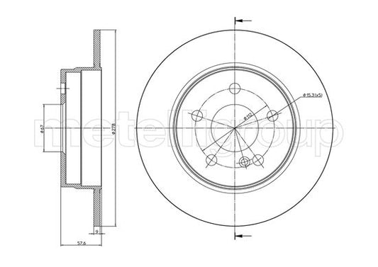 Metelli MET-DBR23-0982C Metelli Brake Rotor Mercedes Benz