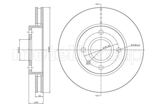 Metelli MET-DBR23-0443 Metelli Brake Rotor Ford Europe