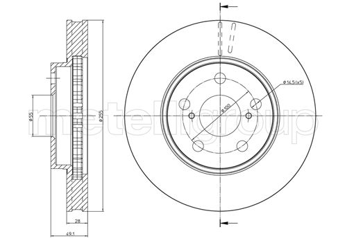 Metelli MET-DBR23-0447 Metelli Brake Rotor for Toyota