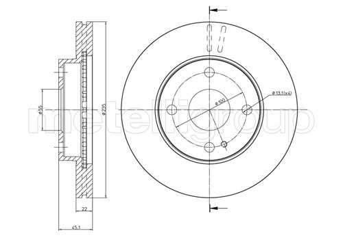 Metelli MET-DBR23-0617 Metelli Brake Rotor for Mazda