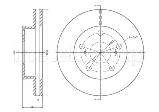 Metelli MET-DBR23-1481C Metelli Brake Rotor for Toyota Lcv